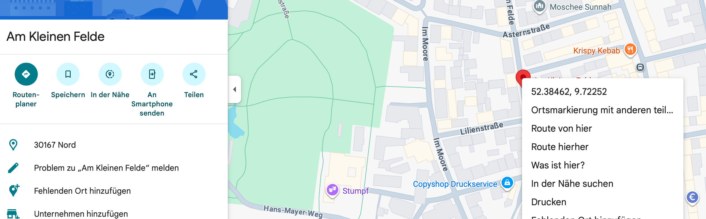 Google Maps Koordinaten kopieren