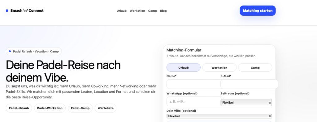 Smash & Connect: Die Plattform für Padel-Workations, Gruppentrips und lokales Coaching